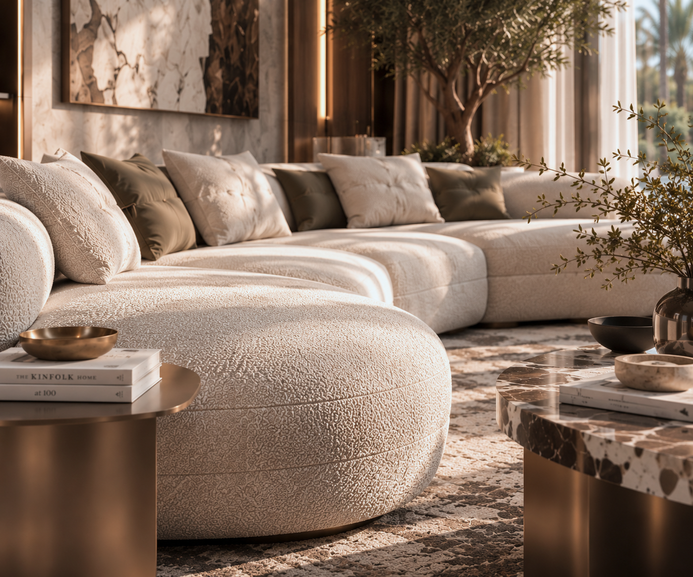 Ivory Boucle: Sectional sofa upholstery